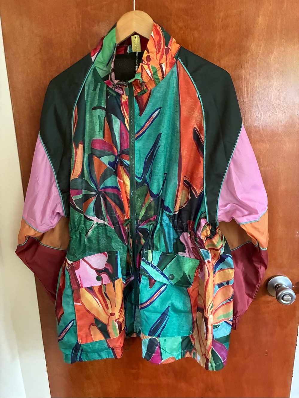 FARM Rio Multicolor Tropical Patchwork Windbreaker